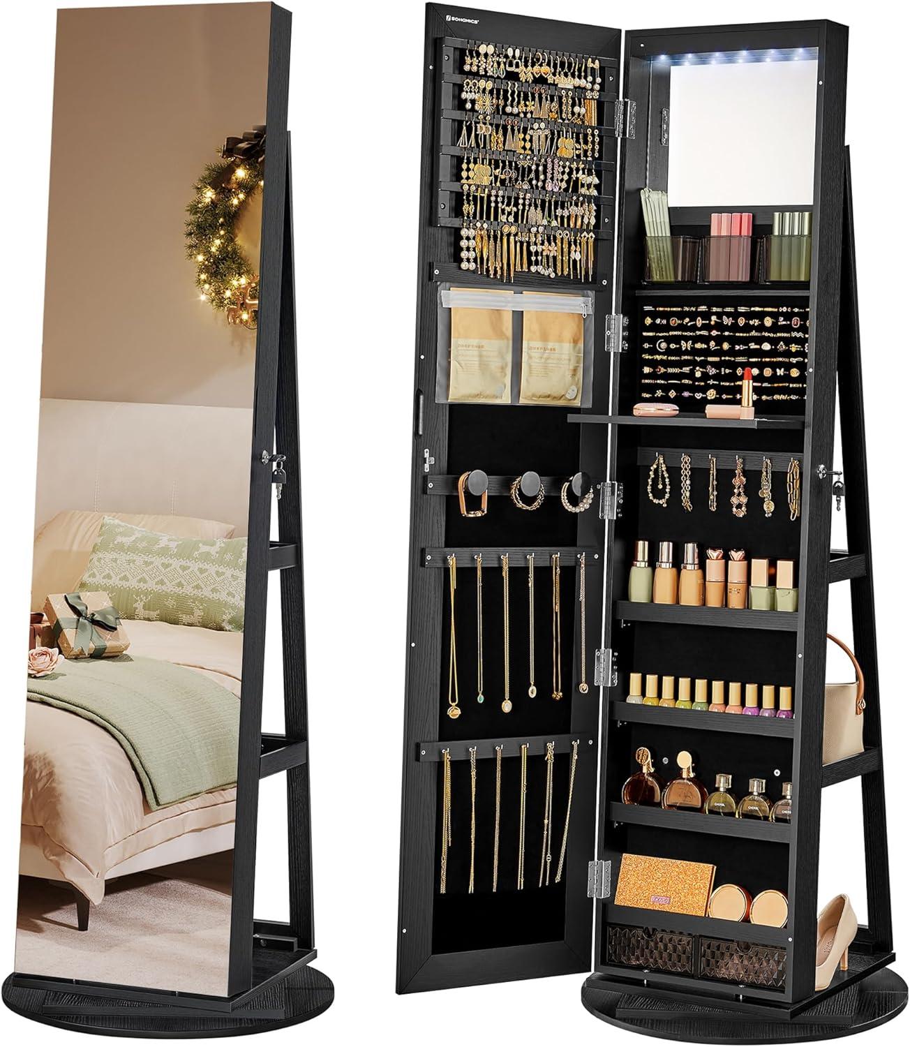 Unlocking Style And Space Exploring The Songmics Swivel Mirror Jewelry Cabinet