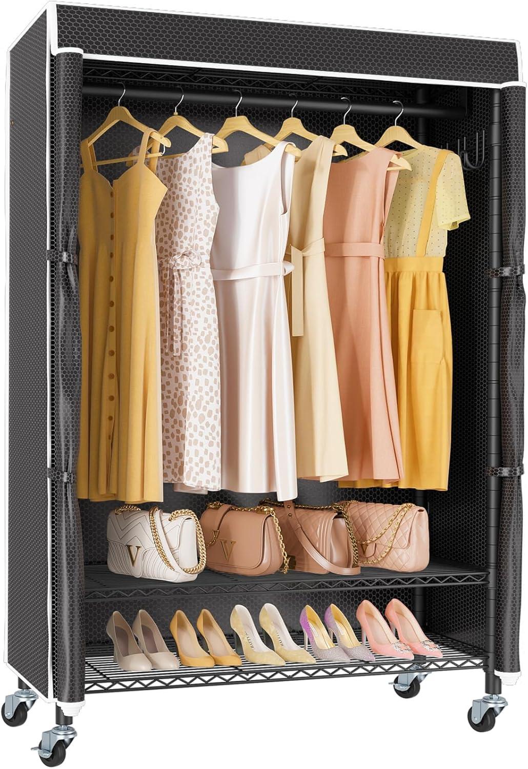 Vipek R3c Rolling Clothes Rack Sturdy Spacious And Easy To Move