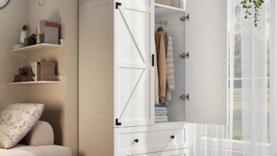 748 White Armoire Wardrobe How It Fits Your Space