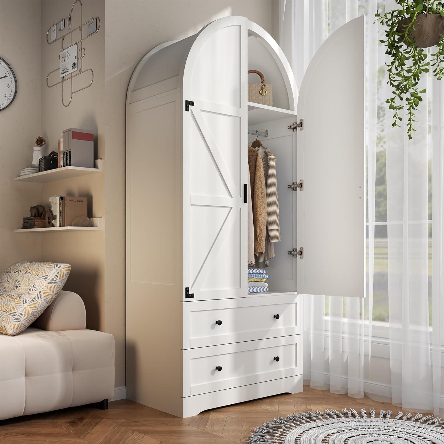748 White Armoire Wardrobe How It Fits Your Space