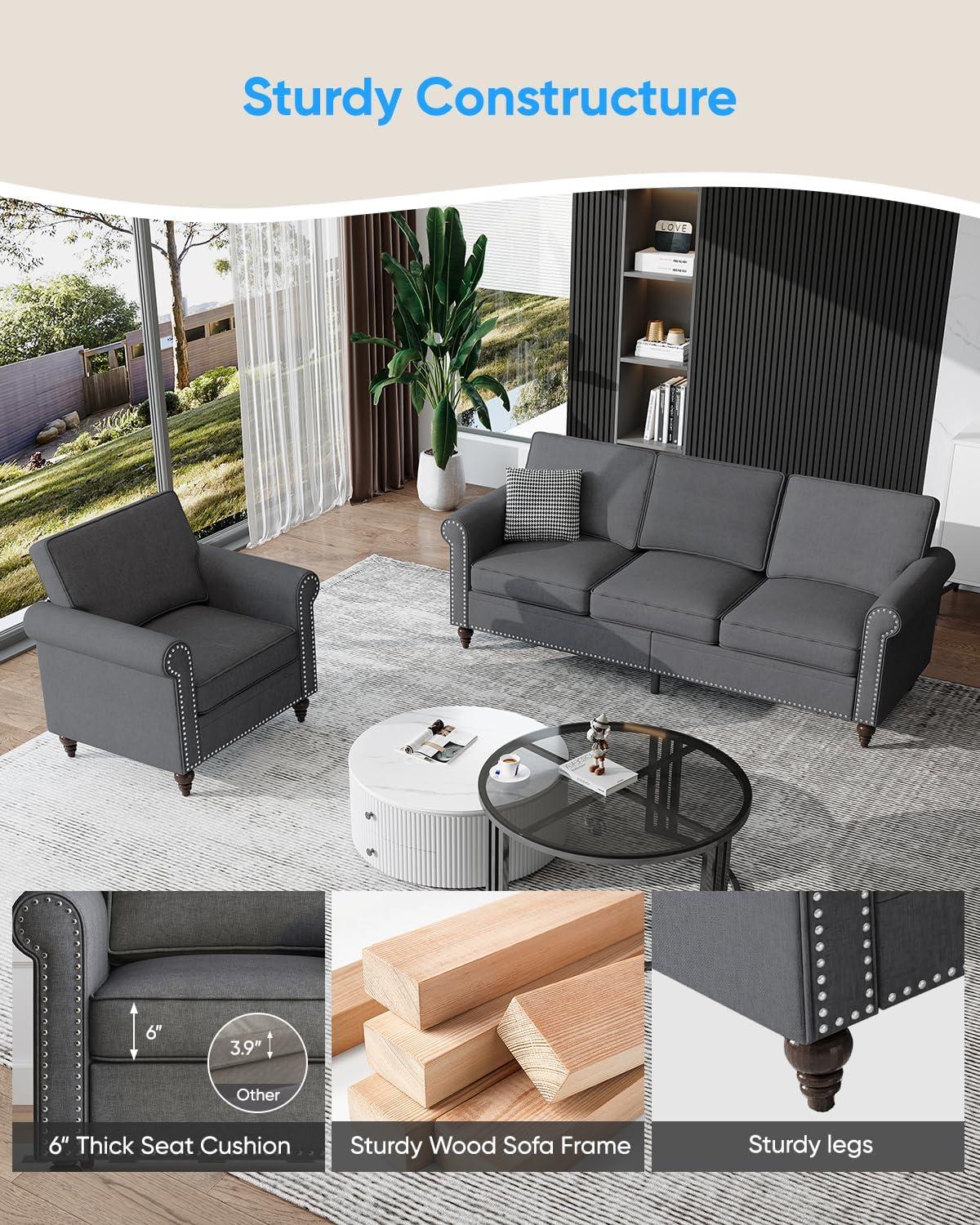 Sofa Sets 2pc Modern⁢ 3-Seater & Loveseat: fits your space