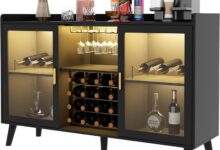 Auromie Black Mdf Buffet Sideboard Settling The Dining Nook