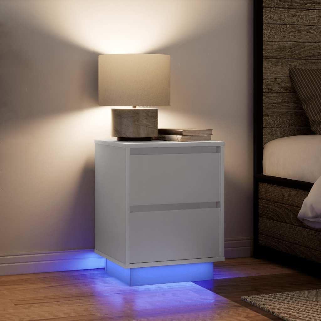Bedside Cabinet Set of 2 White – compact storage by your bed