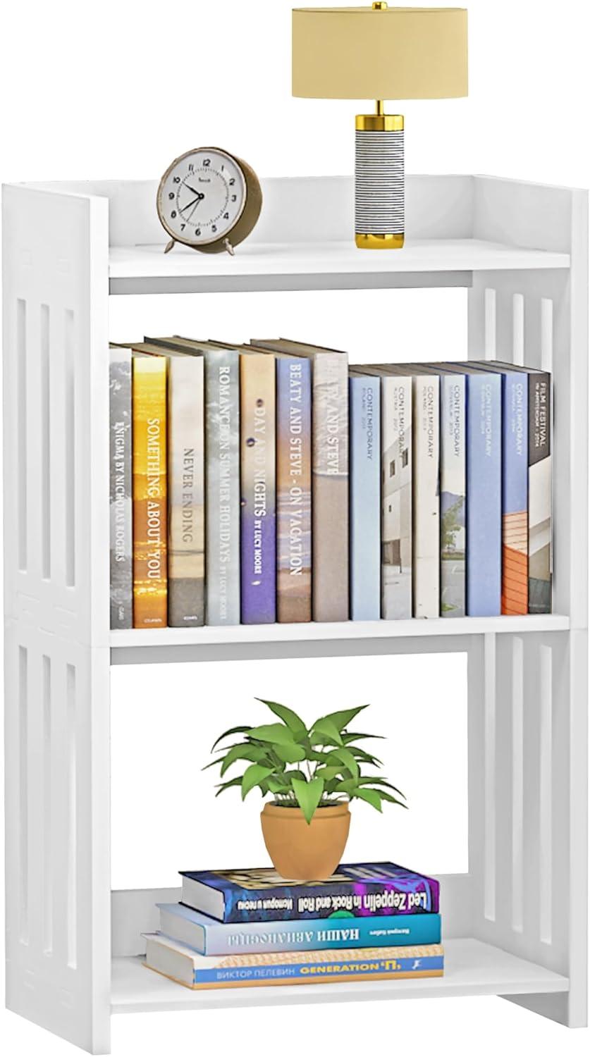 Bookshelf 3 Tier White Organizer Fits Your Small Space