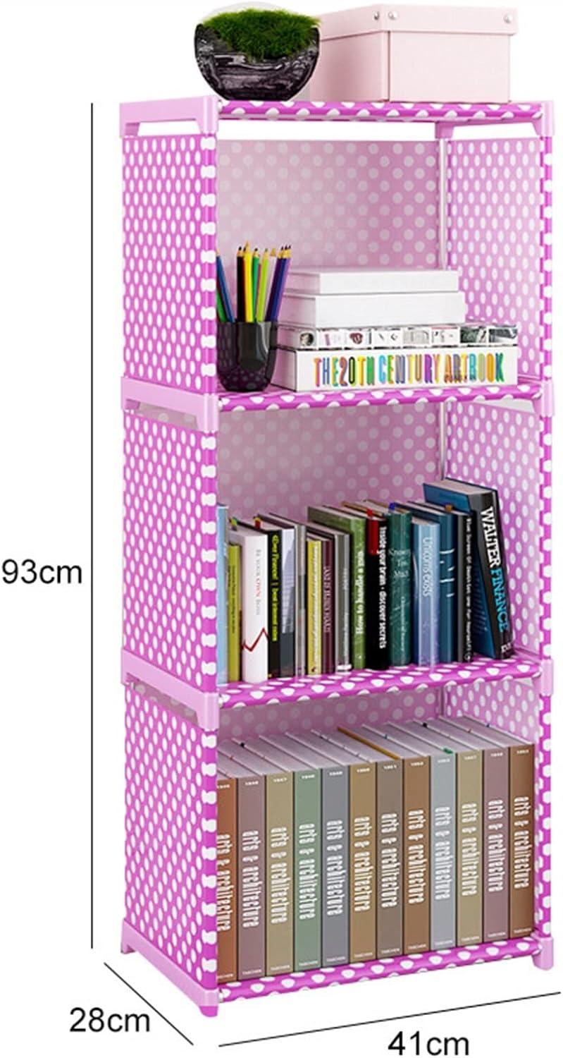 Children's ⁢non-woven 4-layer bookshelf framing a dorm nook