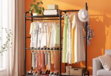 Erosoei Steel Wardrobe Rack Anchoring A Tight Closet Space