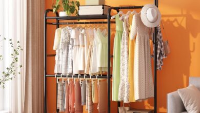 Erosoei Steel Wardrobe Rack Anchoring A Tight Closet Space