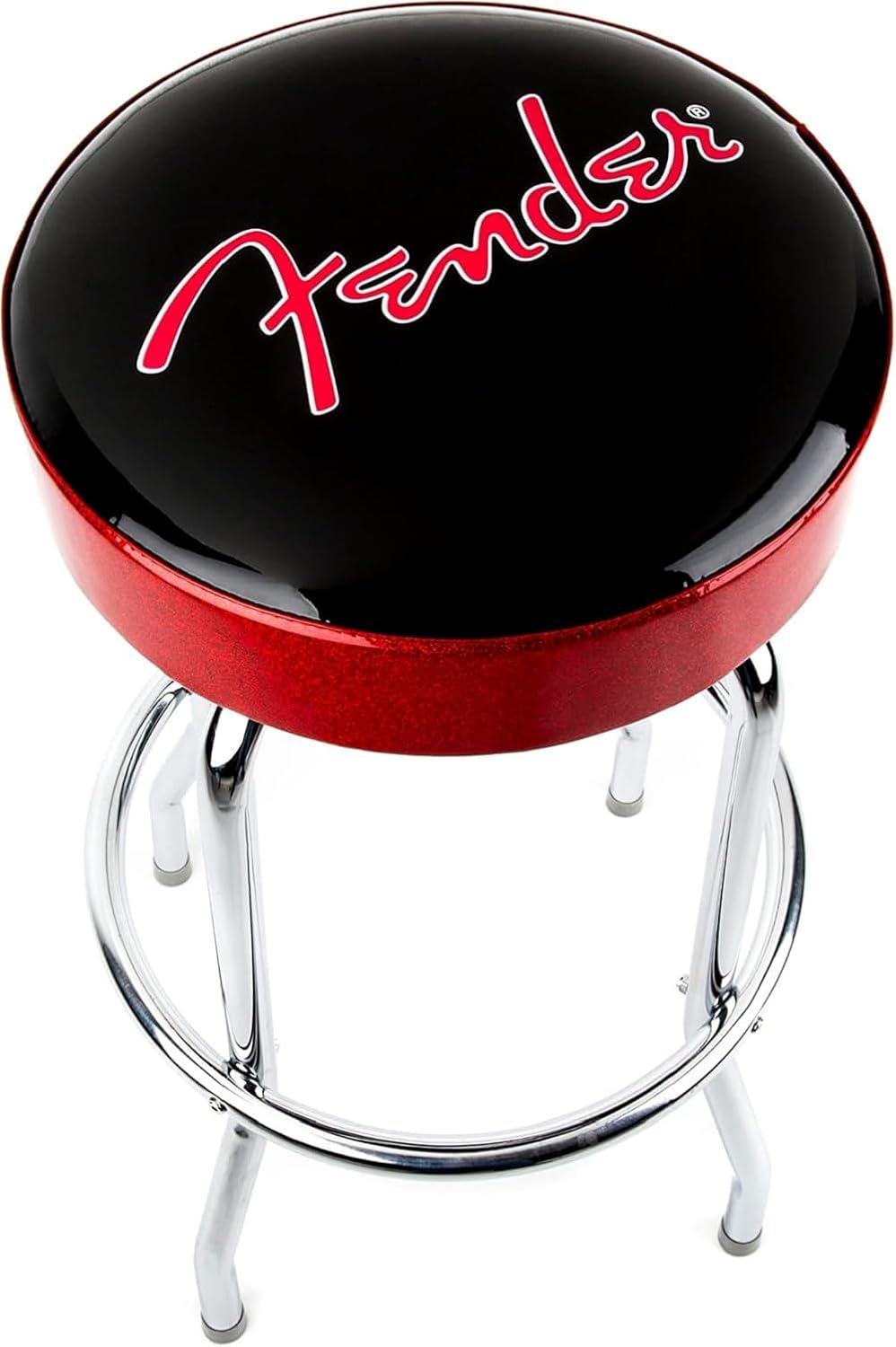 Fender Red Sparkle Logo Swivel Barstool Your Jam Seat