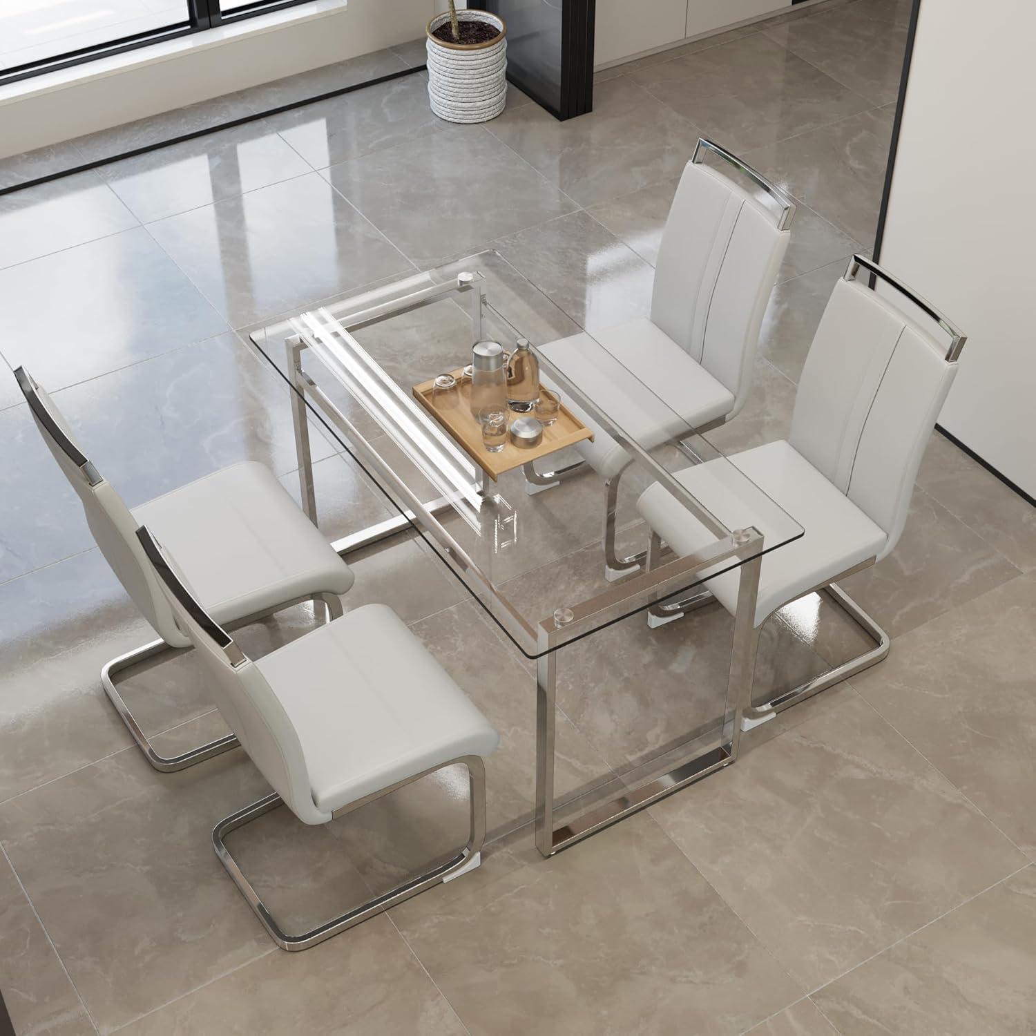 Glass Dining Table‍ 51'' ⁤Rectangle - fits your small kitchen