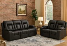 Lucklife Black Leather Recliner Sofa Grounds The Living Room