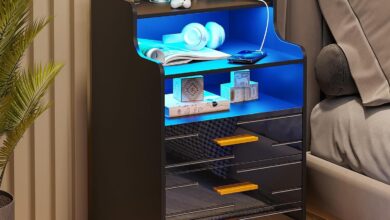 Lvifur Night Stand with Charging Station for your bedside