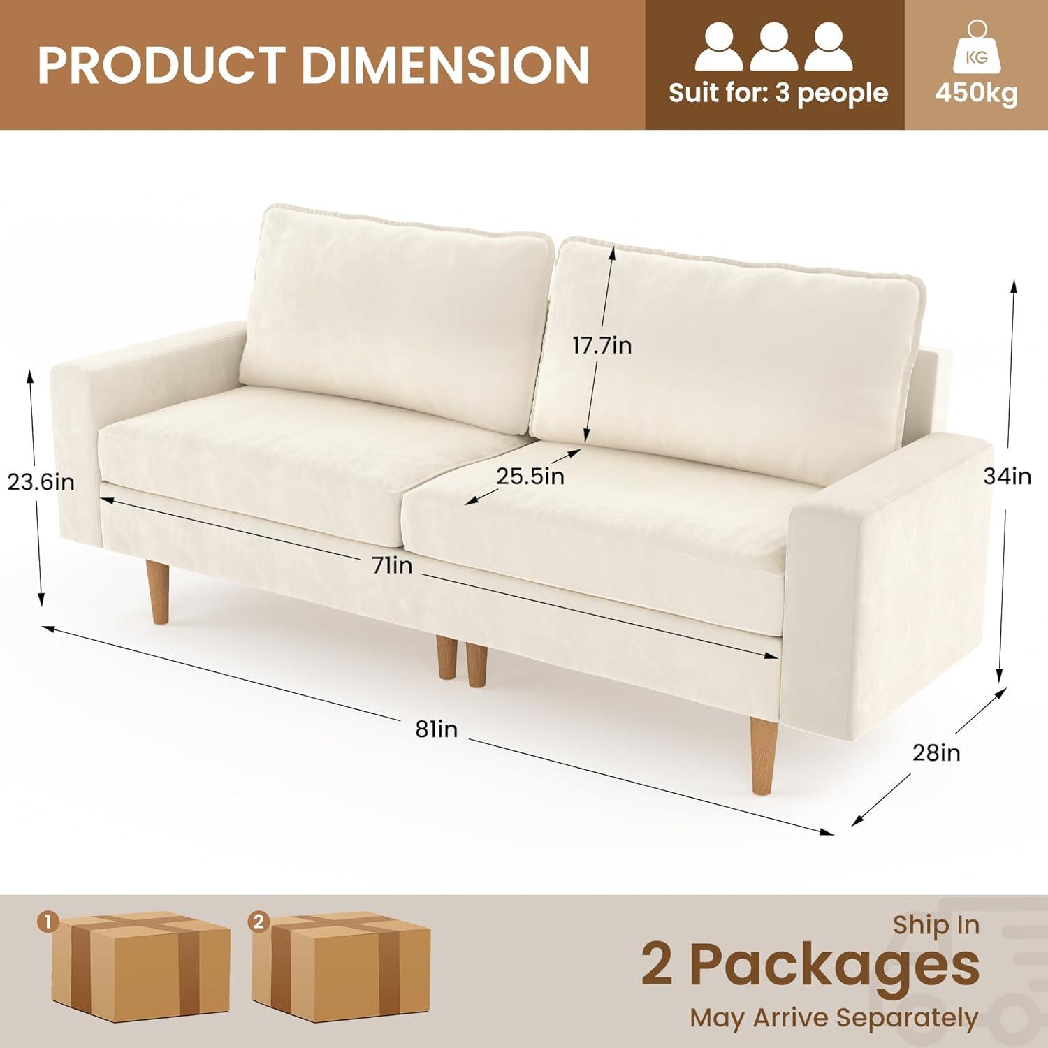 Pamapic 81'' W Loveseat Sofa fits your small living room