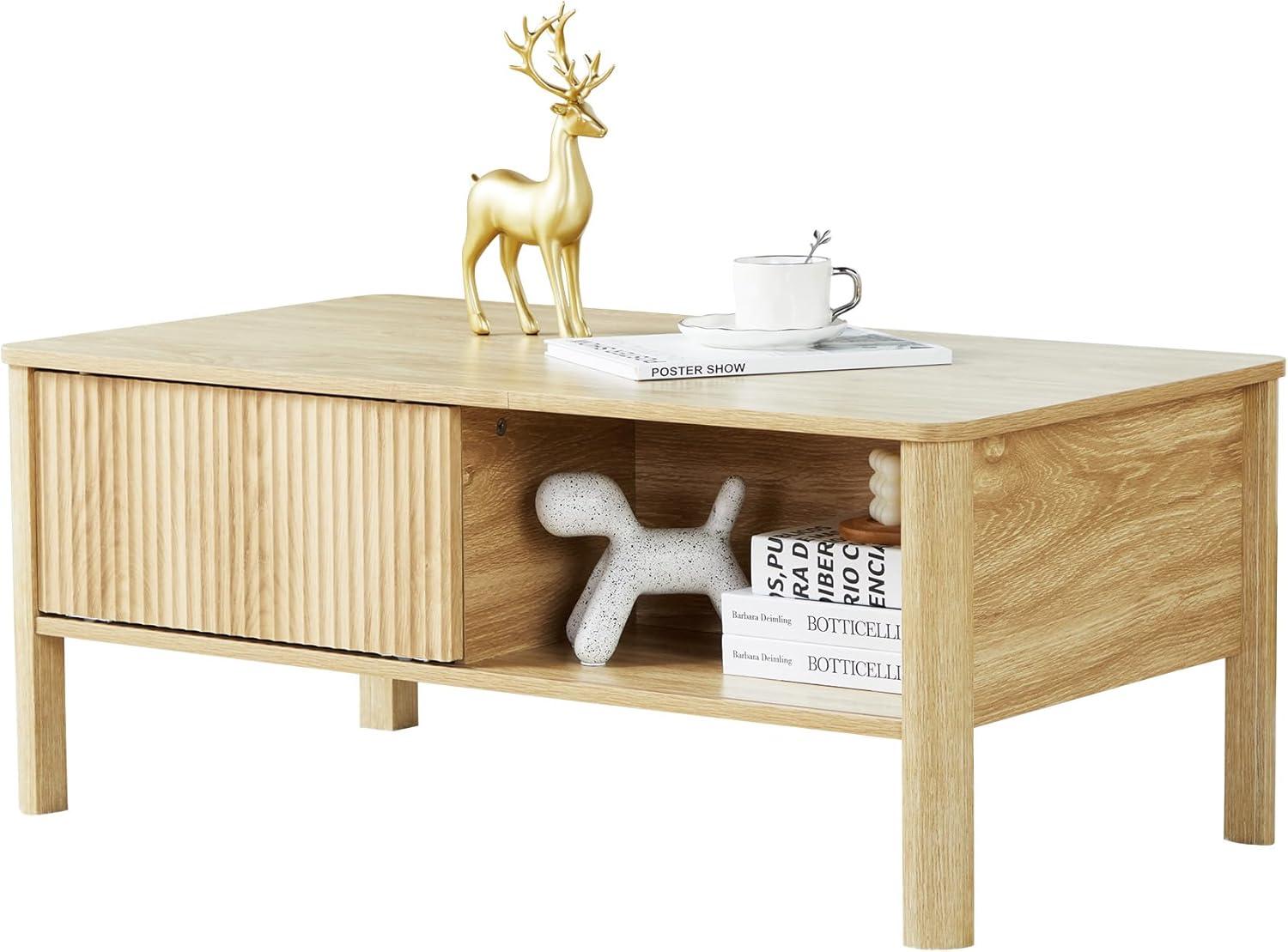 Rectangle Fluted Coffee Table With Storage Fits Your Space