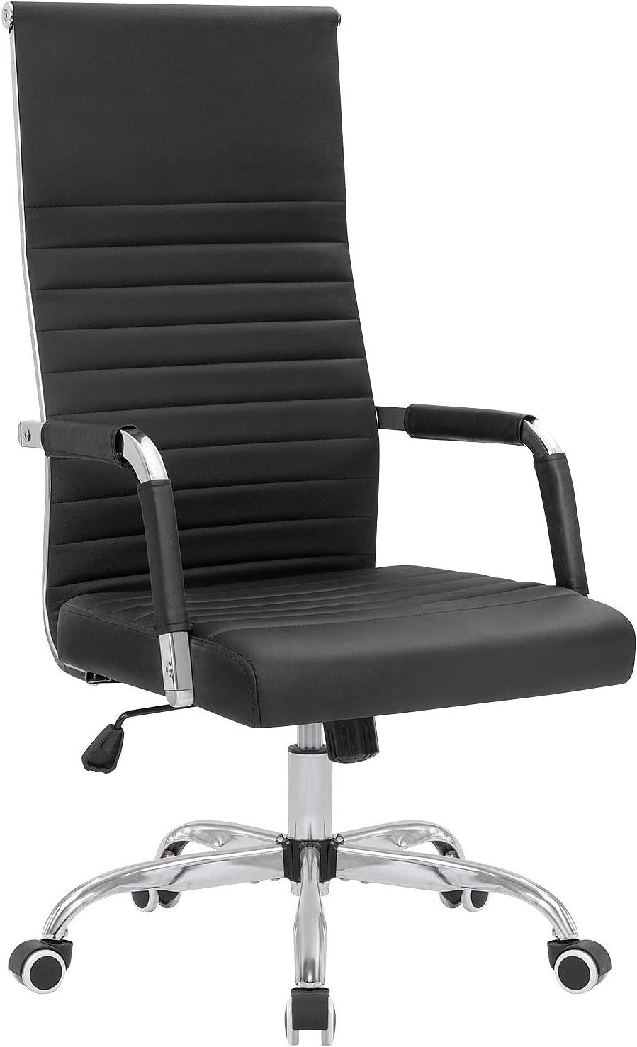 Ribbed Office Chair High Back Pu Leather For Your Desk