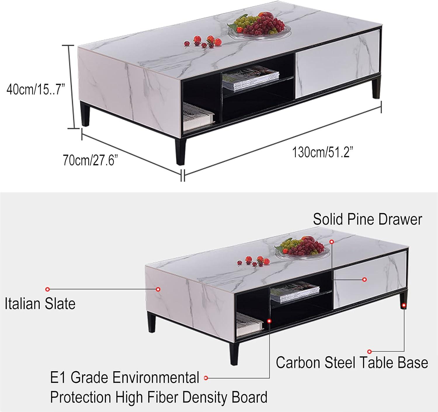 Rustic Coffee Table Slate & Pine 51.2