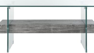 Safavieh Kayley Glass Coffee Table Framing The Seating Area