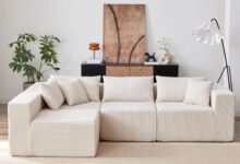Sunset Calm Around A Corduroy Modular Sectional Sofa