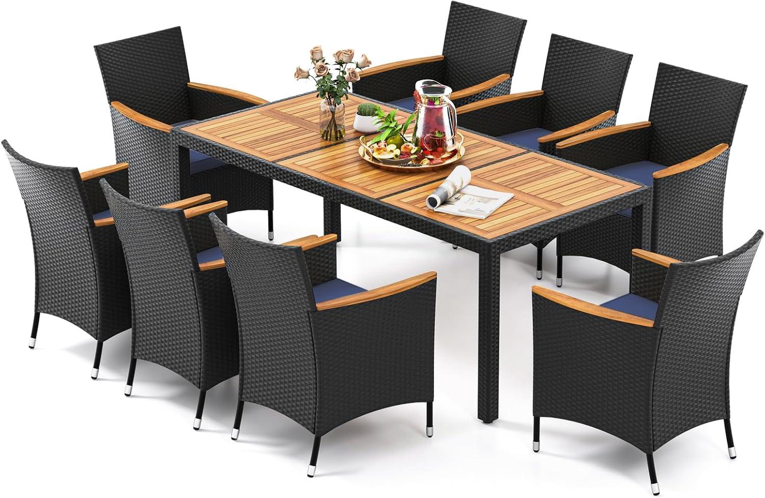 Tangkula 9 Pcs Patio Dining Set For 8 Your Backyard Table