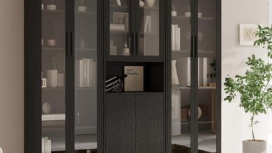 TUSY 71″ H Glass Door Cabinet – fits your tight space