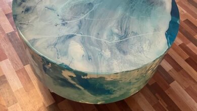 Tuzech Natural Multi Resin Grey Epoxy Table Your Coastal Touch