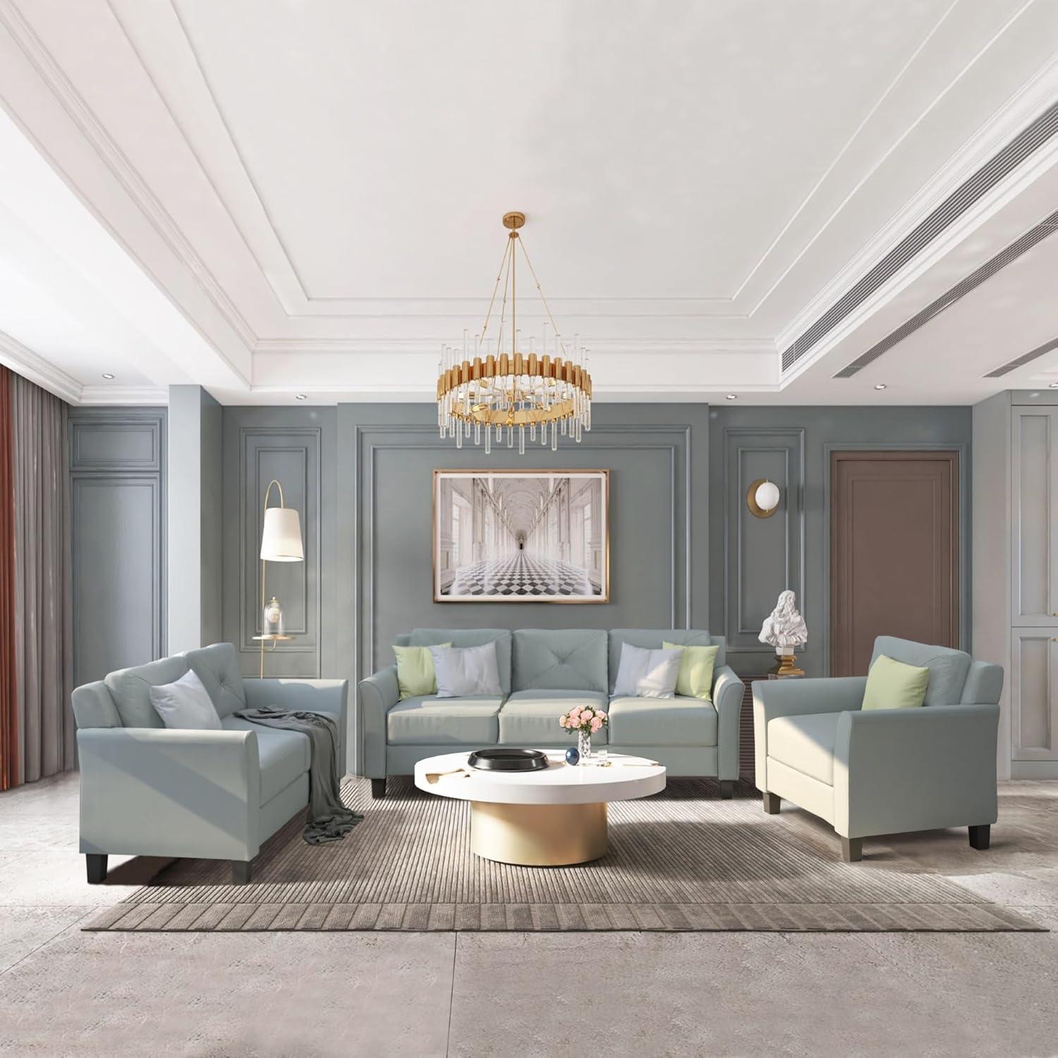 Ubgo Tufted Gray Sofa Set Softening The Living Area