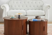 Walnut Modern Round Coffee Table Set Fits Your Small Sofa