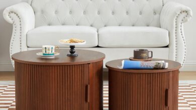 Walnut Modern Round Coffee Table Set Fits Your Small Sofa