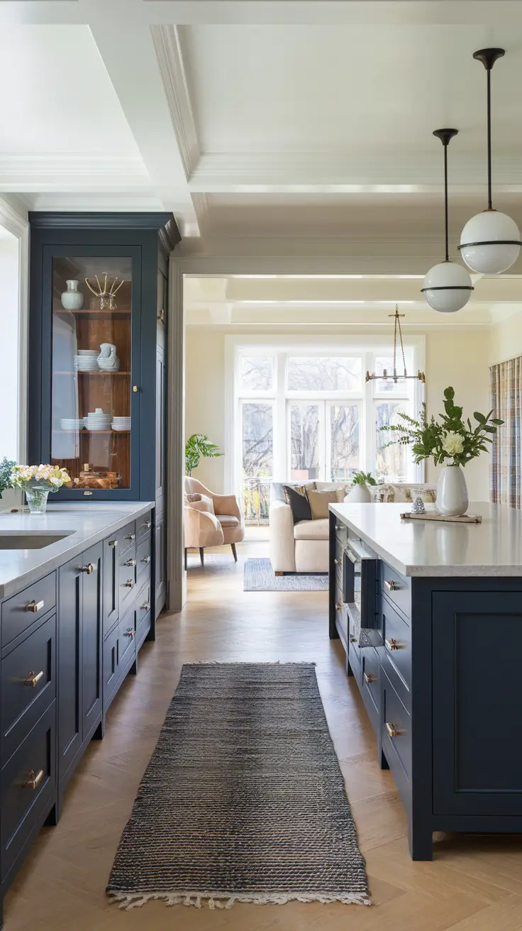 Dark Blue Kitchen Lighting