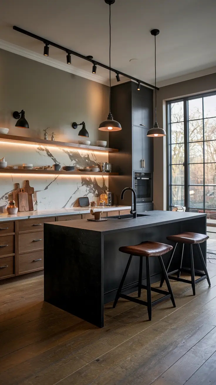 Wood Finishes in Dark Kitchens