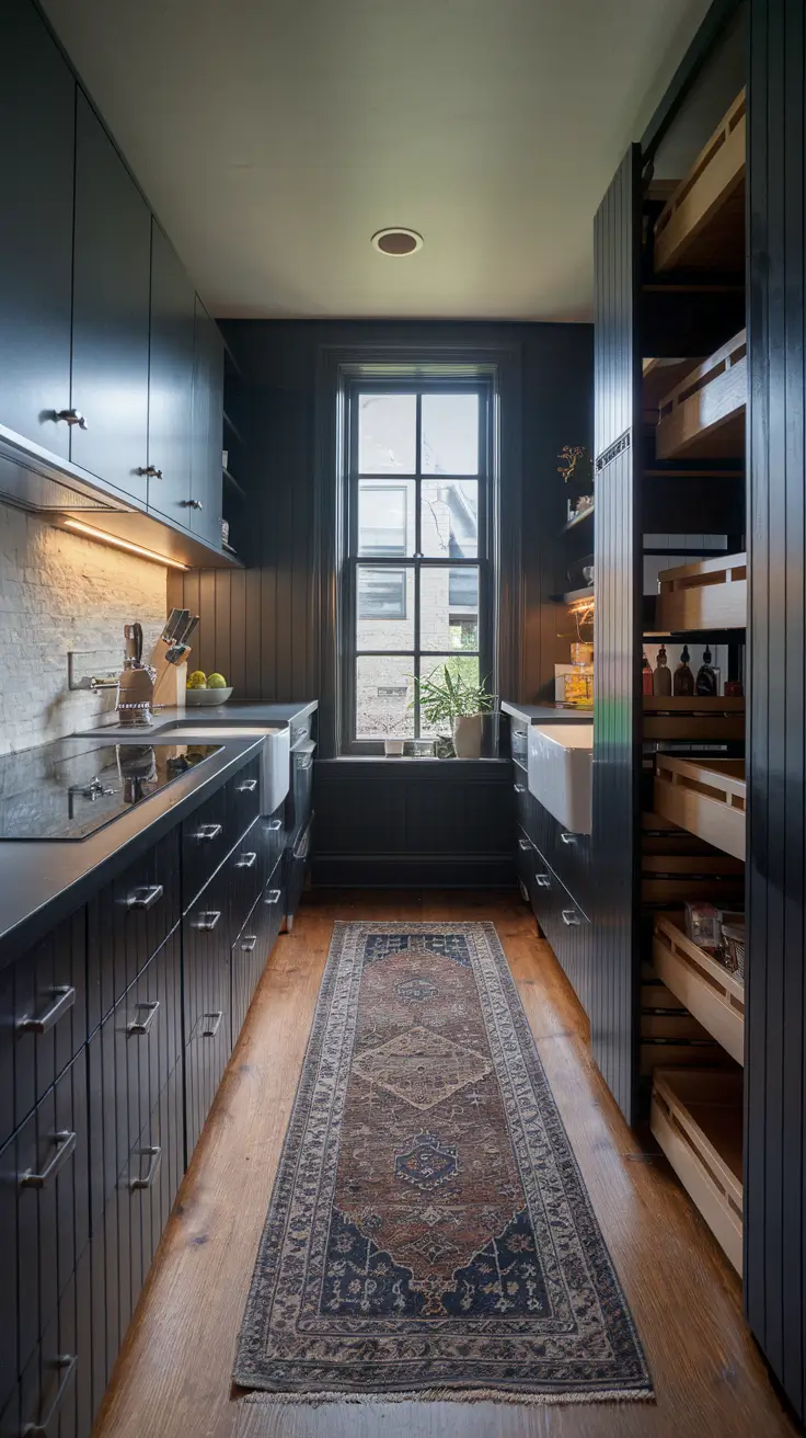 Compact Dark Kitchen Design