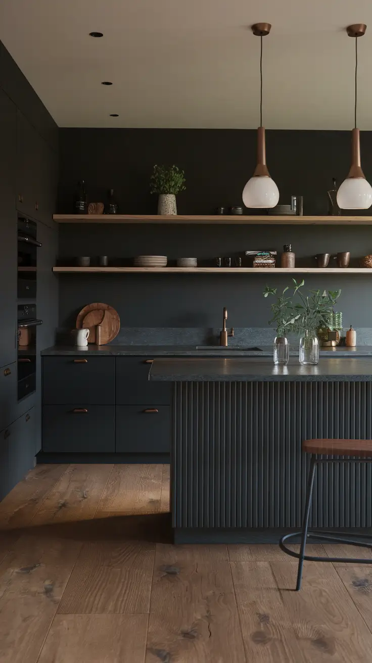 Wood Elements in Dark Kitchens