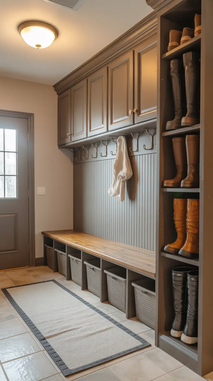 Mudroom Combo Layout with Bench and Hooks