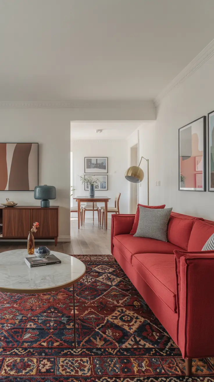 Color Coordination for Red Sofa