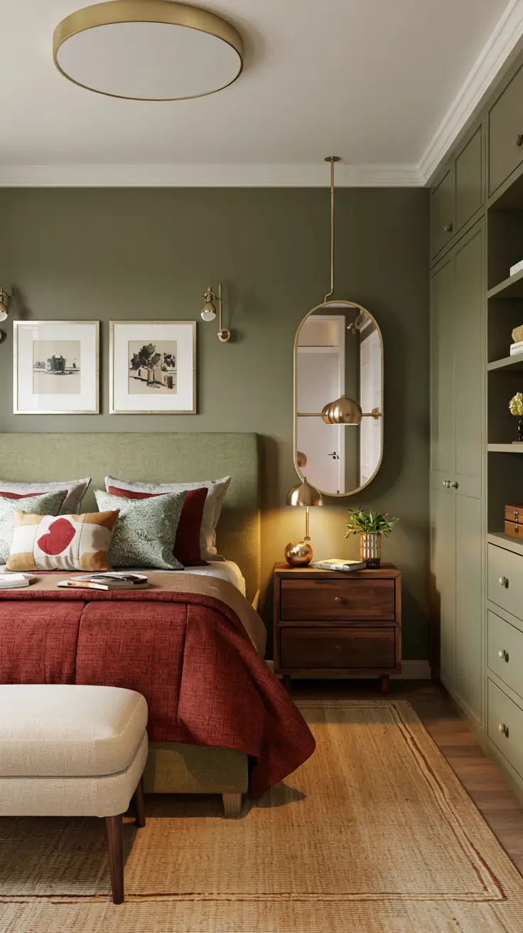 Red Green Gold Small Bedroom Ideas