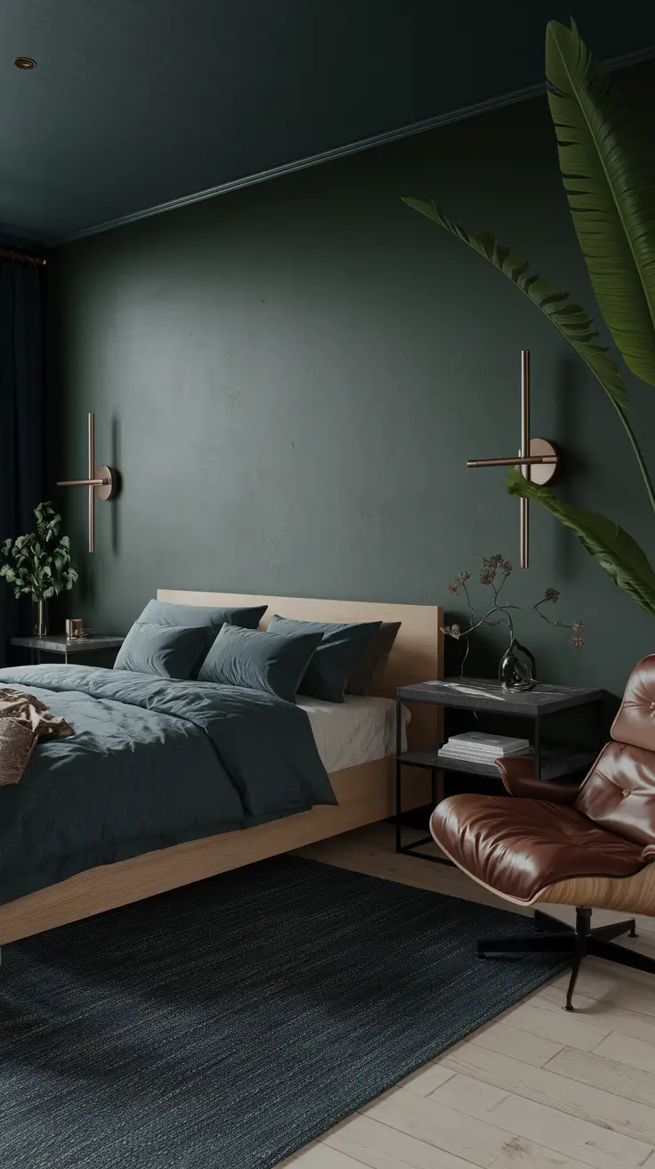 Dark Green Moody Bedroom