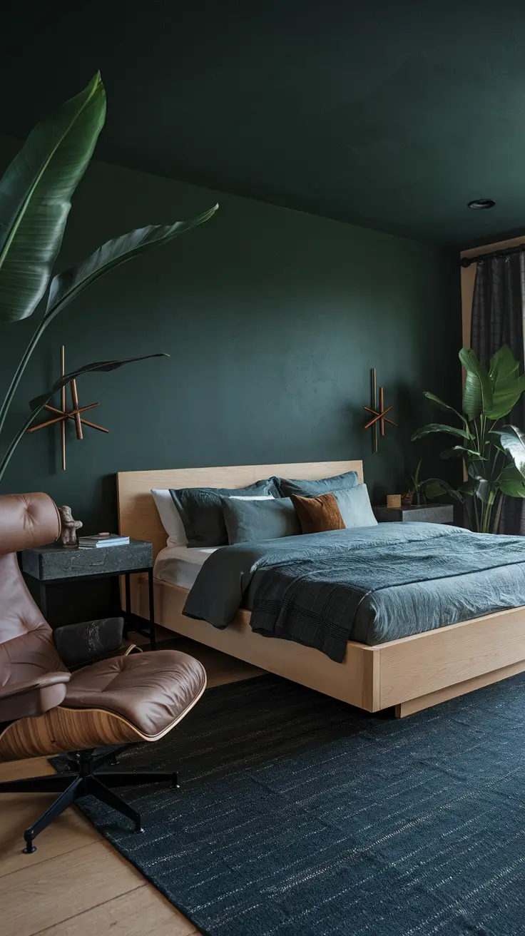 Dark Green Moody Bedroom