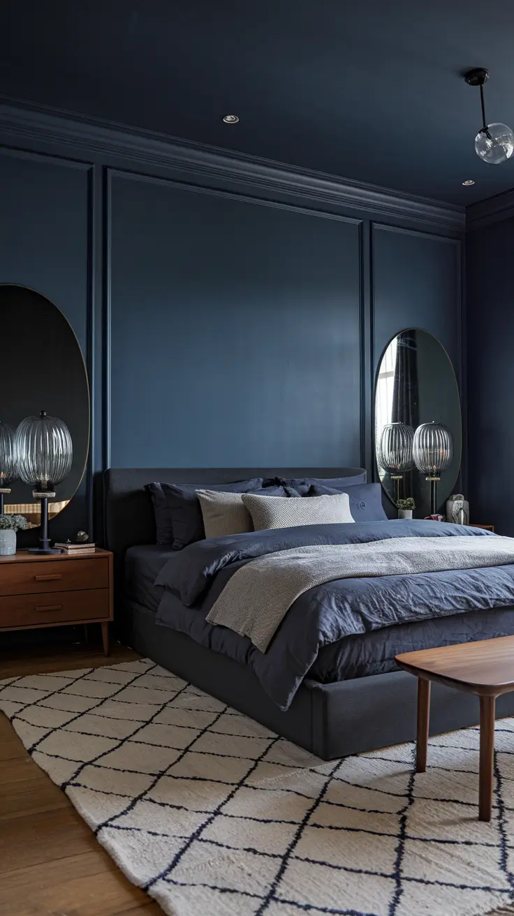 Midnight Blue Moody Bedroom