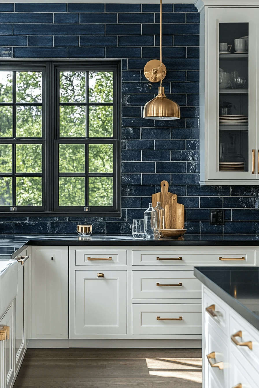 blue backsplash kitchen