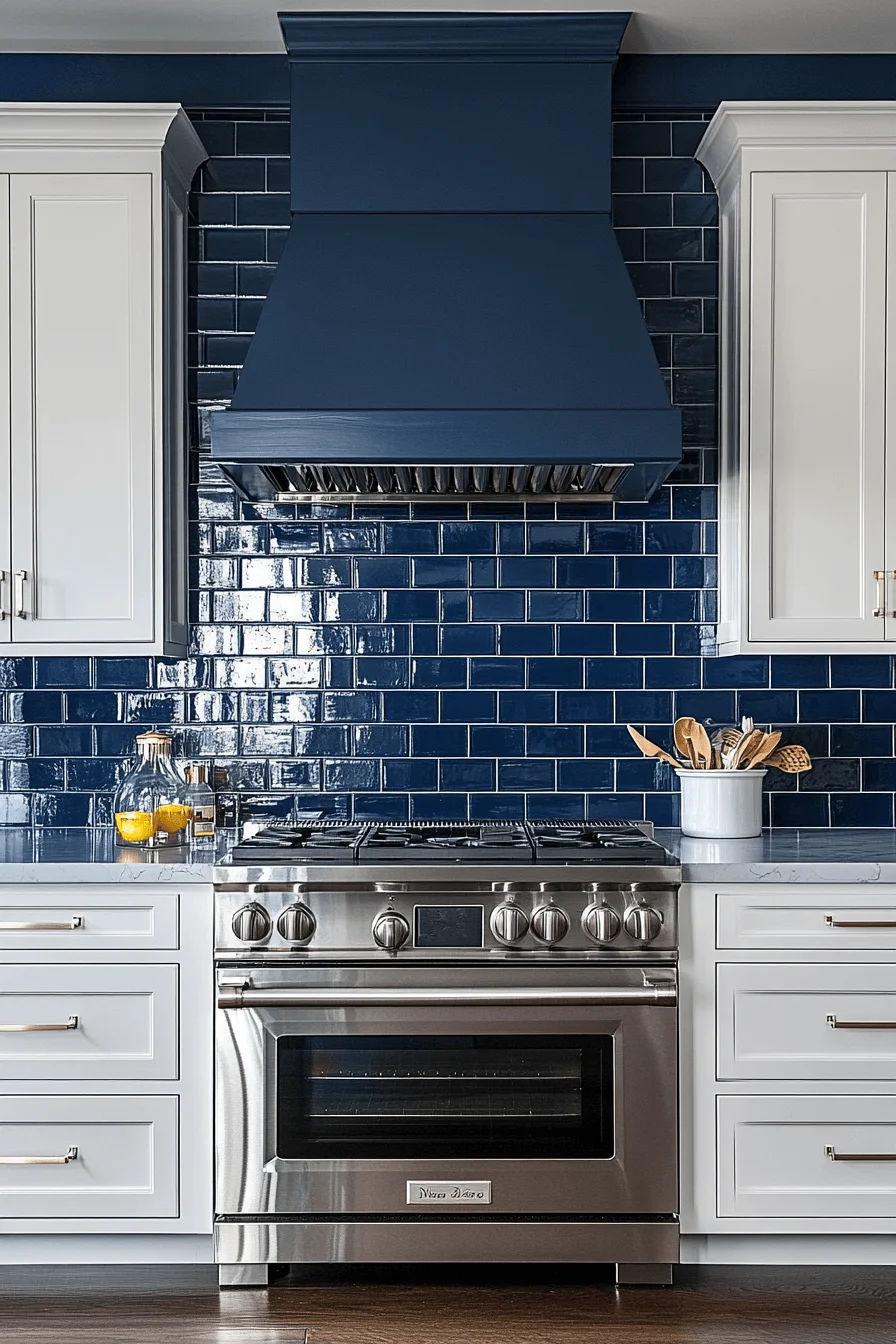 blue backsplash kitchen