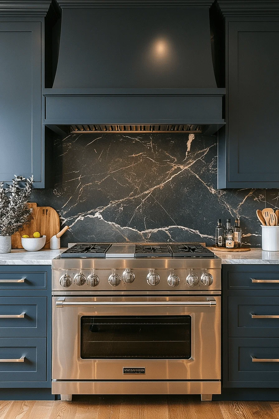blue backsplash kitchen