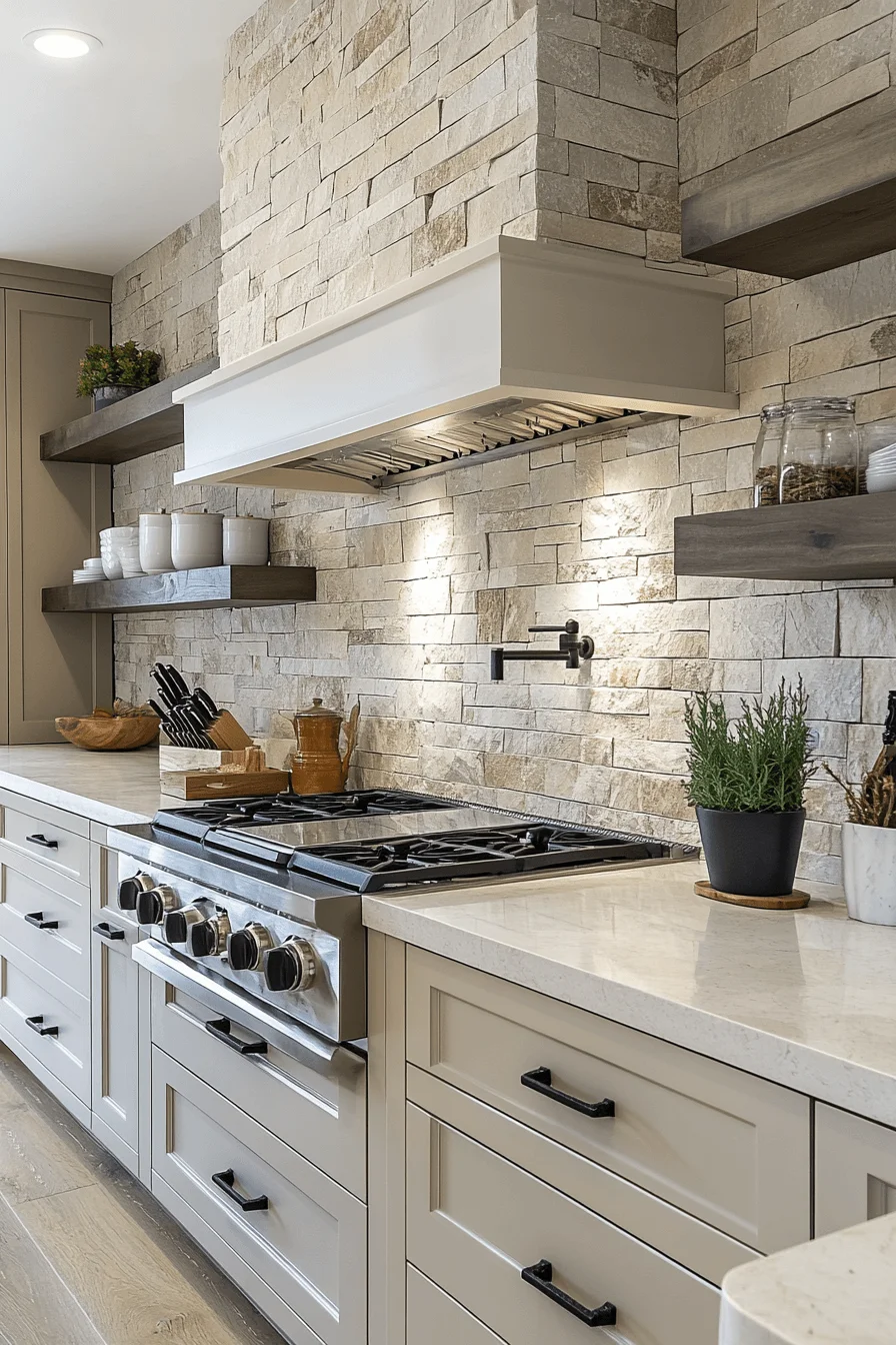 stone backsplash kitchen
