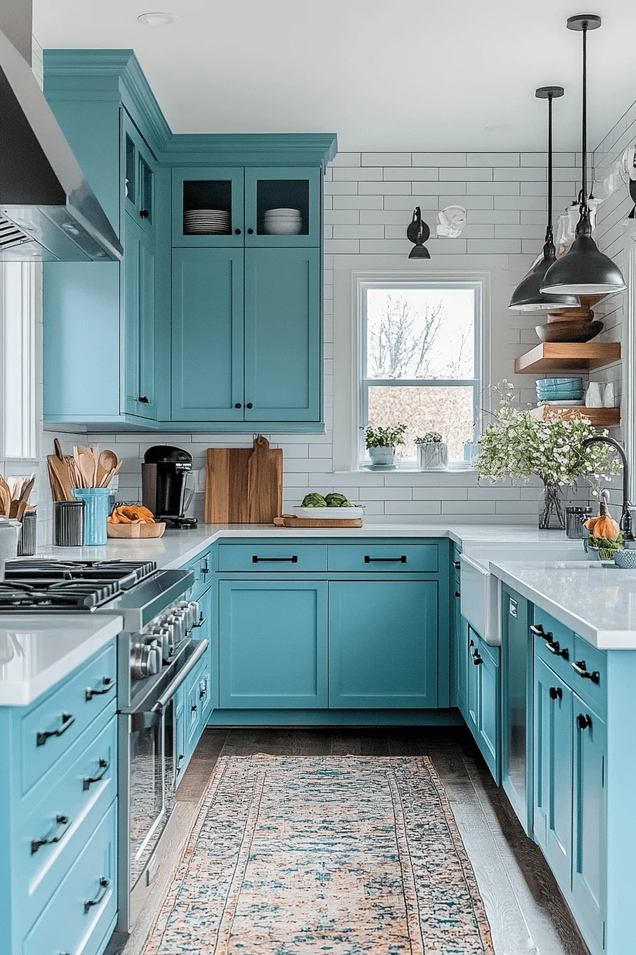 Turquoise Kitchen Cabinets