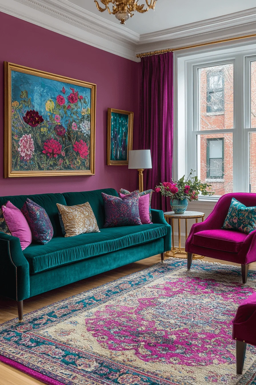jewel tone living room