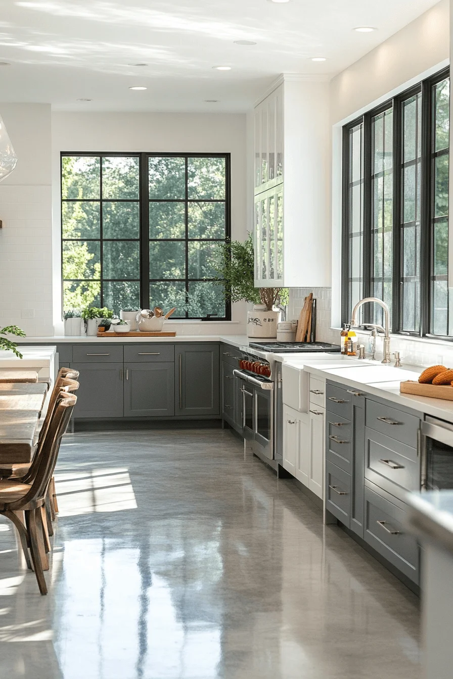 grey and white kitchen cabinets