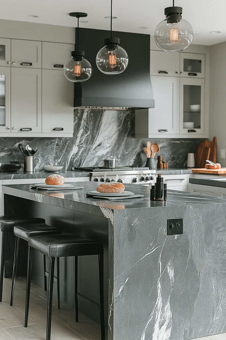 grey and white kitchen cabinets