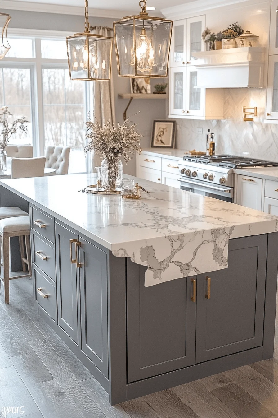 grey and white kitchen cabinets