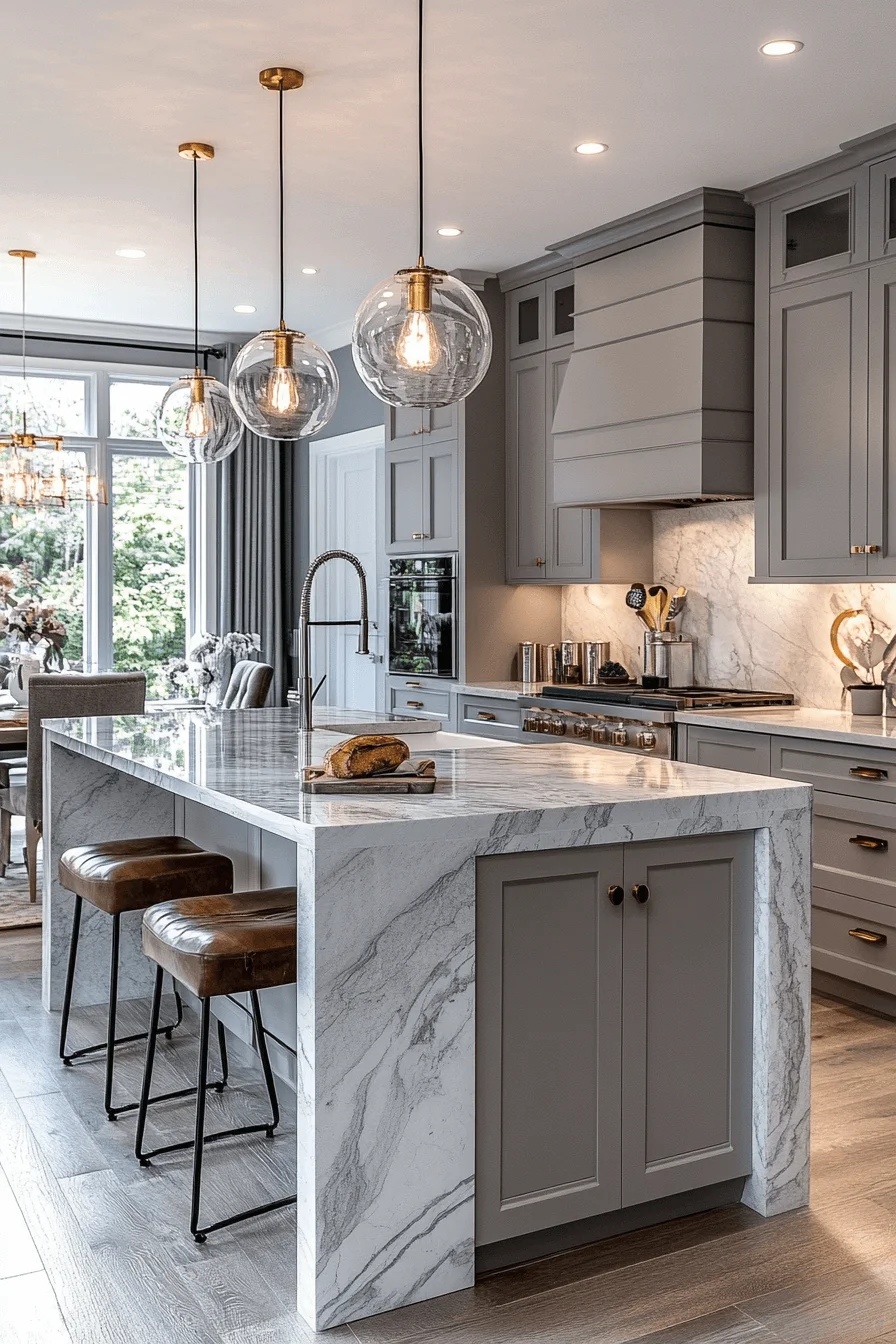 grey and white kitchen cabinets