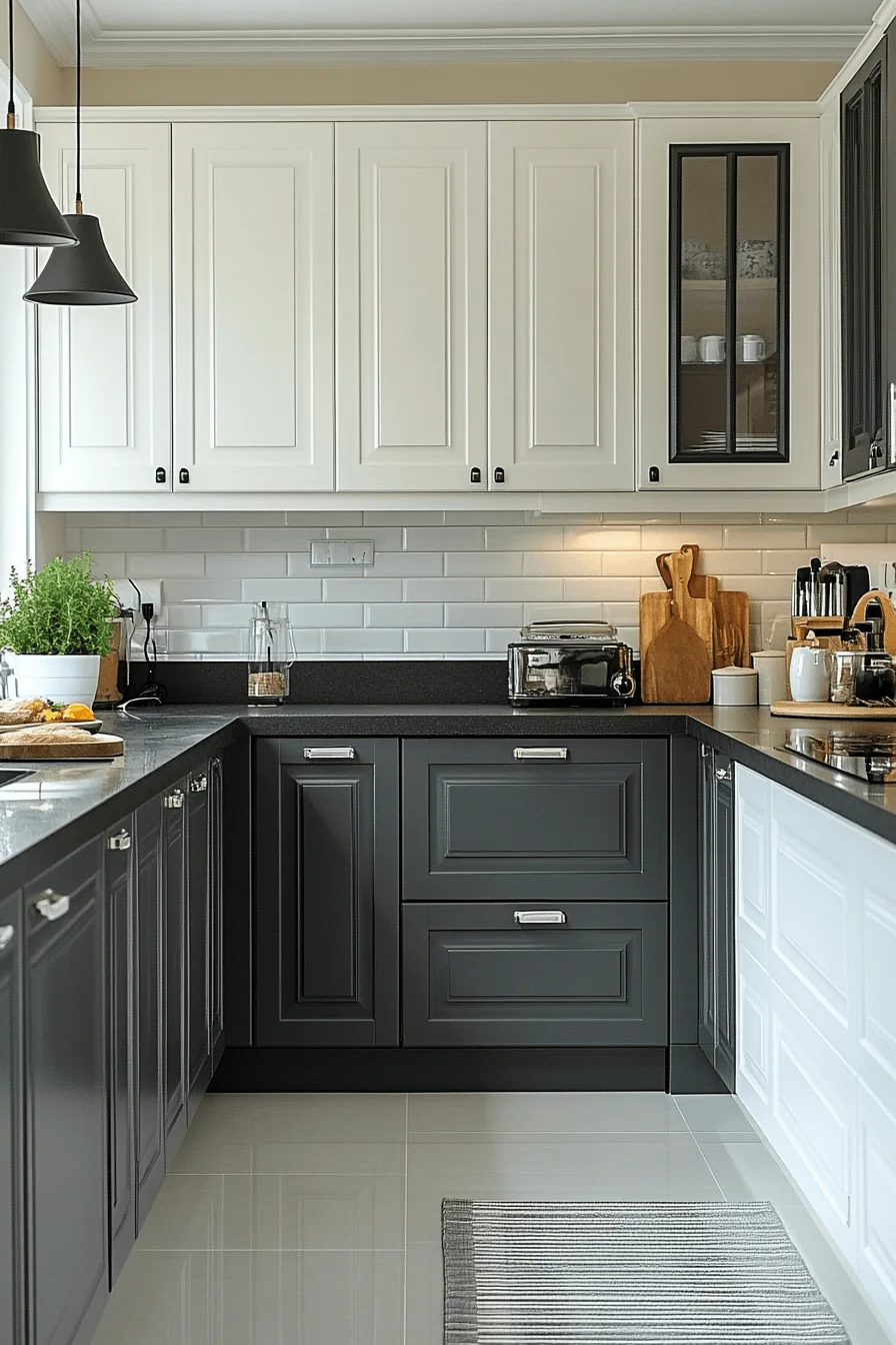 grey and white kitchen cabinets