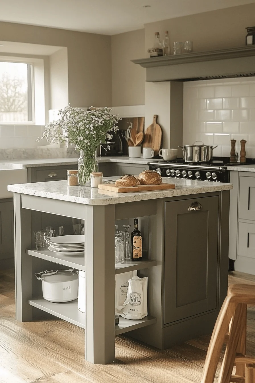 grey and white kitchen cabinets