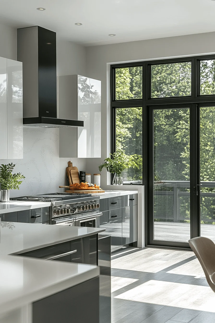 grey and white kitchen cabinets